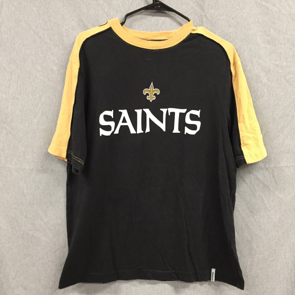 Reebok New Orleans Saints NFL T-Shirt Mens‎ Medium Black Gold Colorblock Tee